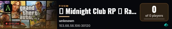 🔰 Midnight Club RP 🔰 Racing 🏁 Themed RP Server, 🔞18+ Only, Serious RP, Noobs Welcome! 🔧 Mechanic 🧰, 👮 PD 🚓, 🚑 EMS 🩺, 💰 Heists 💰, 🩸 Gangs 🩸, ♠︎ Casino ♠︎, 😈 Criminals 😈, Civilians live status badge