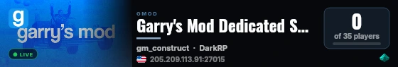 Garry's Mod Dedicated Server live status badge