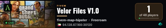 Velor Files V1.0 live status badge