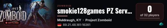 smokie128games PZ Server live status badge