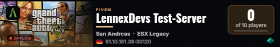 LennexDevs Test-Server live status badge