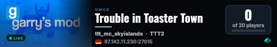 Trouble in Toaster Town live status badge