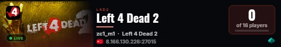 Left 4 Dead 2 live status badge
