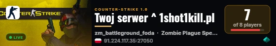 Twoj serwer ^ 1shot1kill.pl live status badge