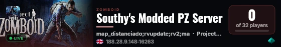 Southy's Modded PZ Server live status badge