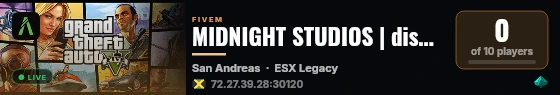 MIDNIGHT STUDIOS | discord.gg/cyFPvHUXgy live status badge