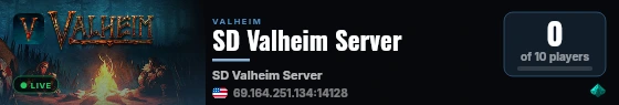SD Valheim Server live status badge