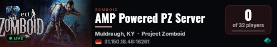 AMP Powered PZ Server live status badge