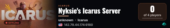 Nyksie's Icarus Server live status badge