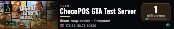ChocoPOS GTA Test Server live status badge