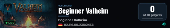 Beginner Valheim live status badge