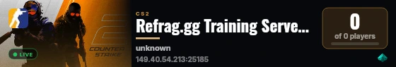 Refrag.gg Training Server (Player) live status badge