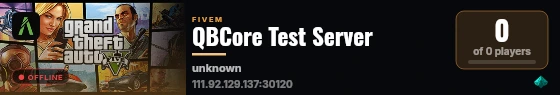 QBCore Test Server live status badge