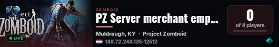 PZ Server merchant empire live status badge