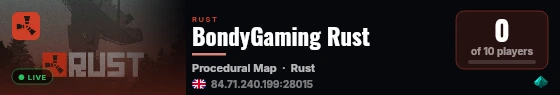 BondyGaming Rust live status badge