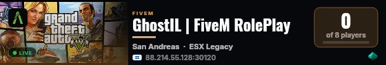 GhostIL | FiveM RolePlay live status badge