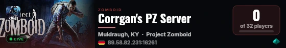 Corrgan's PZ Server live status badge