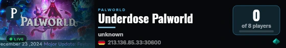 Underdose Palworld live status badge