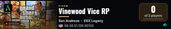 Vinewood Vice RP live status badge