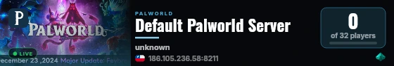 Default Palworld Server live status badge