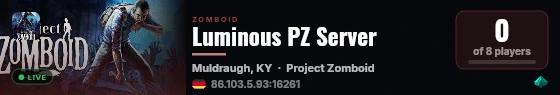Luminous PZ Server live status badge