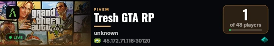 Tresh GTA RP live status badge
