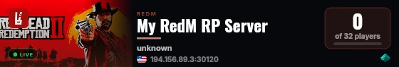 My RedM RP Server live status badge