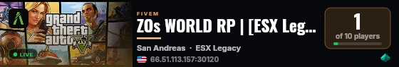 ZOs WORLD RP | [ESX Legacy] live status badge