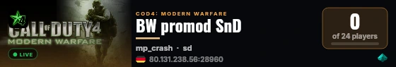 BW promod SnD live status badge