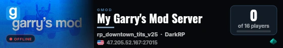 My Garry's Mod Server live status badge