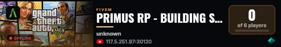 PRIMUS RP - BUILDING SYSTEM live status badge