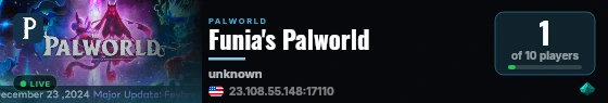 Funia's Palworld live status badge