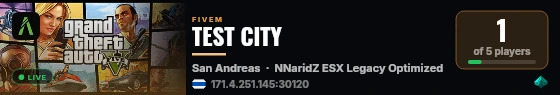 TEST CITY live status badge