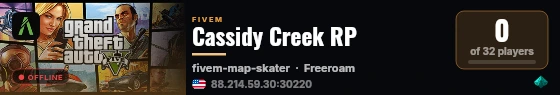 Cassidy Creek RP live status badge
