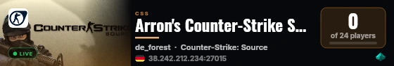Arron's Counter-Strike Source Server live status badge