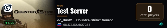 Test Server live status badge