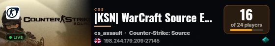 |KSN| WarCraft Source EU - Krelsis Networks live status badge