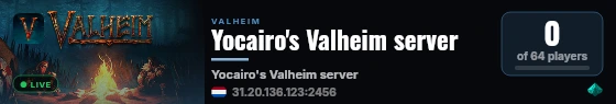 Yocairo's Valheim server live status badge