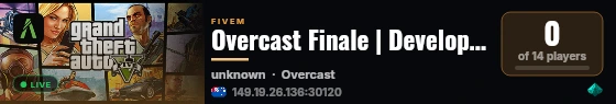 Overcast Finale | Development Server live status badge