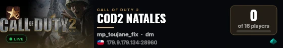 COD2 NATALES live status badge