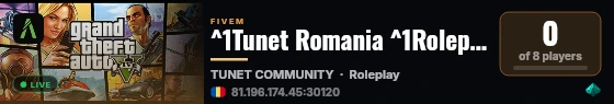 ^1Tunet Romania ^1Roleplay [SV TESTE] live status badge