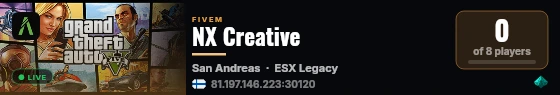 NX Creative live status badge