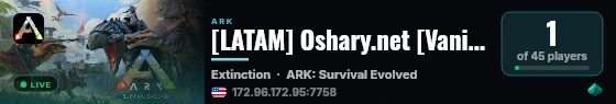 [LATAM] Oshary.net [Vanilla] x1 [S6] EXT - (v361.7) live status badge