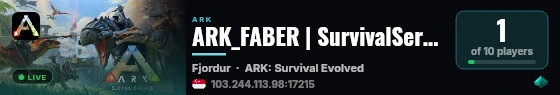 ARK_FABER | SurvivalServers.com - (v361.7) live status badge