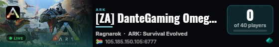 [ZA] DanteGaming Omega Ragnarok PVE x5 - (v358.24) live status badge