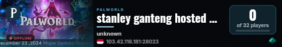 stanley ganteng hosted Palworld Server live status badge