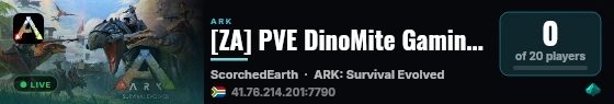 [ZA] PVE DinoMite Gaming x10 (SE) (S+) - (v358.24) live status badge