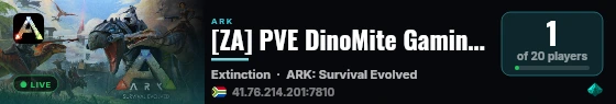 [ZA] PVE DinoMite Gaming x10 (E) (S+) - (v358.24) live status badge