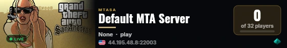 Default MTA Server live status badge