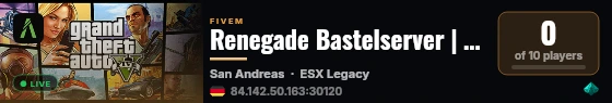 Renegade Bastelserver | Ingame Voice | Lorefriendly | aktuelle Scripts live status badge